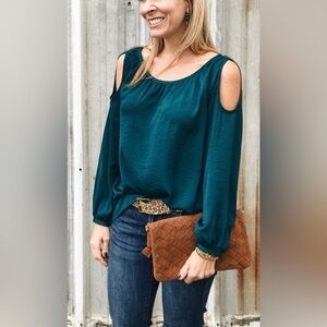 Teal Cold Shoulder Women's Top
